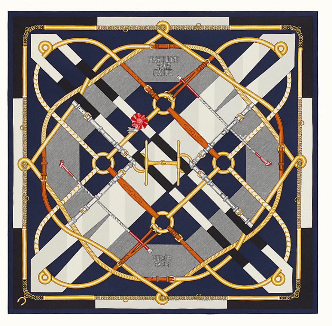 에르메스 Hermes SCIALLE 140 PARCOURS SANS FAUTE 스카프 네이비 140cm