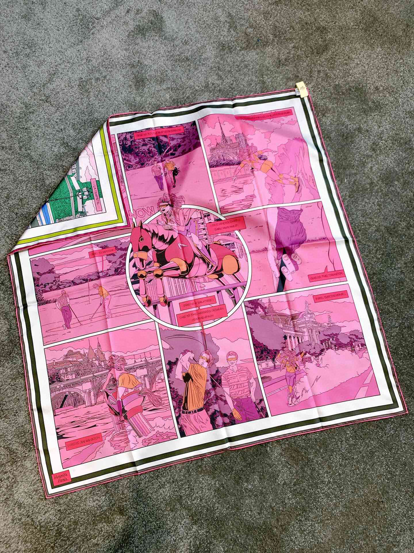 에르메스 Hermes Wow 양면 스카프 핑크 90cm