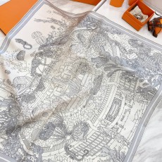 에르메스 Hermes 스카프 회백색 70cm