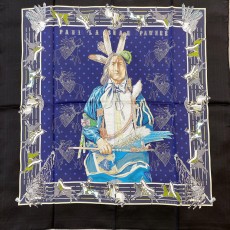 에르메스 Hermes DOUBLE FACE SCARF 양면 스카프 블랙&퍼플블루 90cm