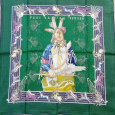 에르메스 Hermes DOUBLE FACE SCARF 양면 스카프 초록&네이비 90cm