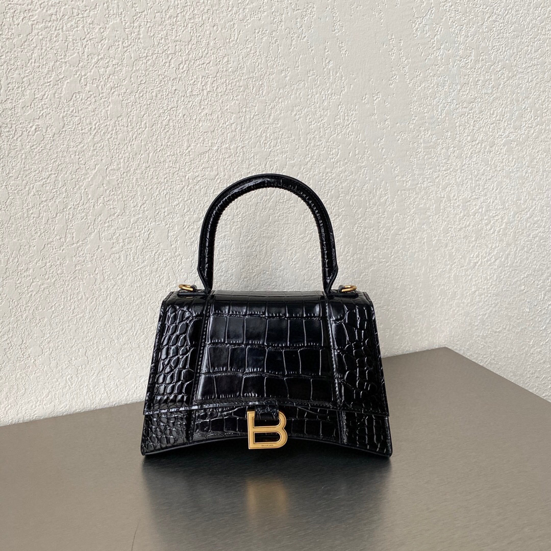 발렌시아가 Balenciaga 5935461 Hourglass 스몰 핸드백 블랙 23cm