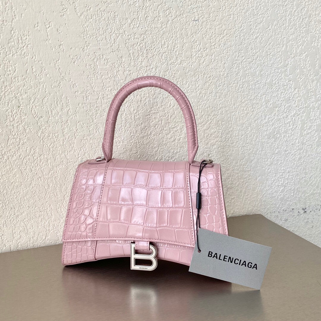 발렌시아가 Balenciaga 5935461 Hourglass 스몰 핸드백 핑크 23cm