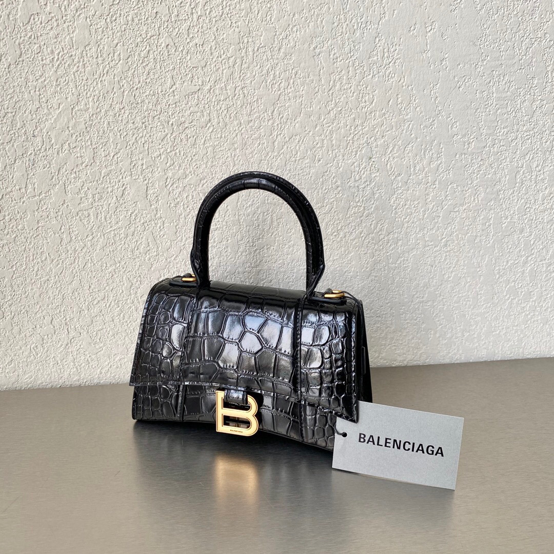 발렌시아가 Balenciaga 5928331 Hourglass XS 핸드백 블랙 19cm