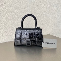 발렌시아가 Balenciaga 5928331 Hourglass XS 핸드백 블랙 19cm