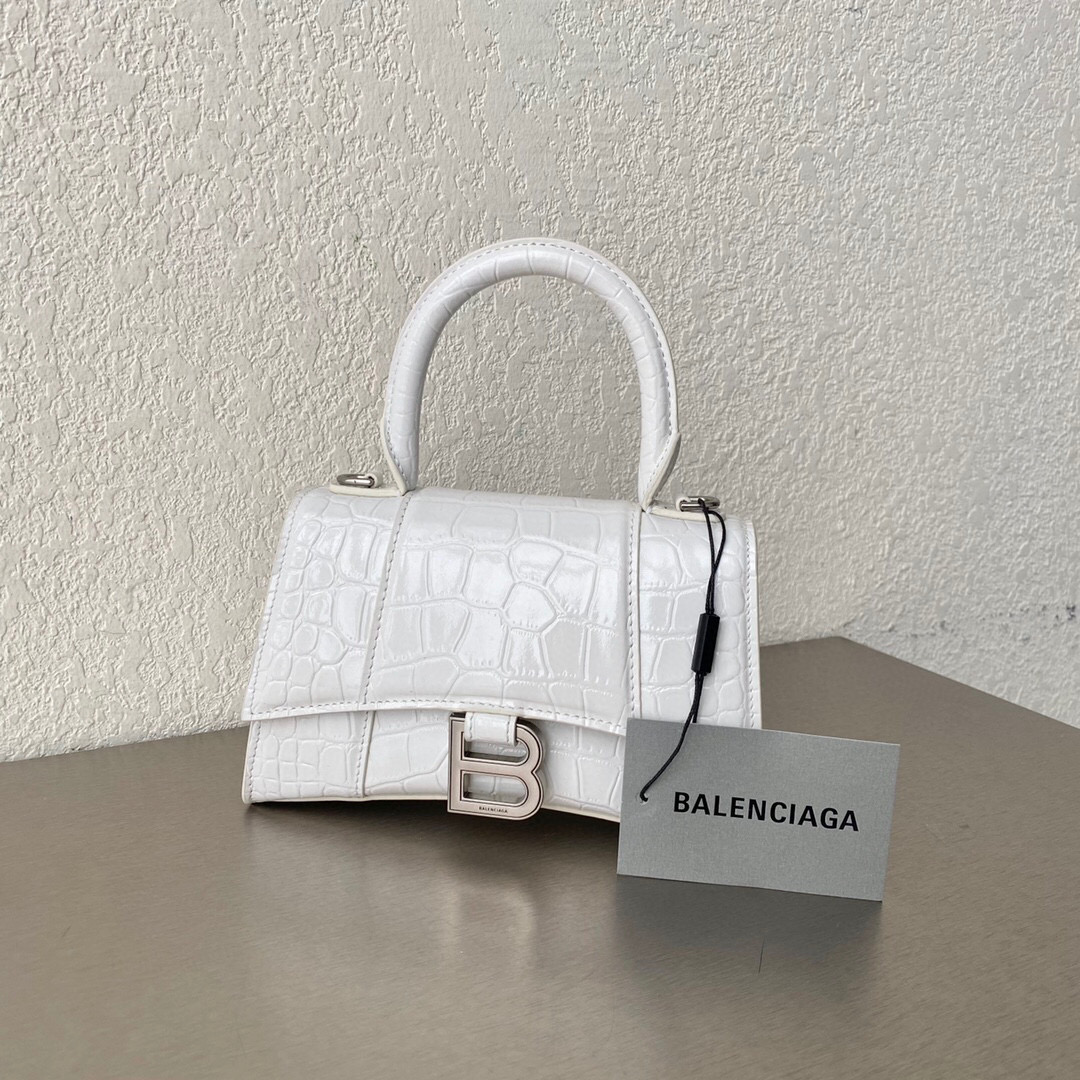 발렌시아가 Balenciaga 5928331 Hourglass XS 핸드백 화이트 19cm