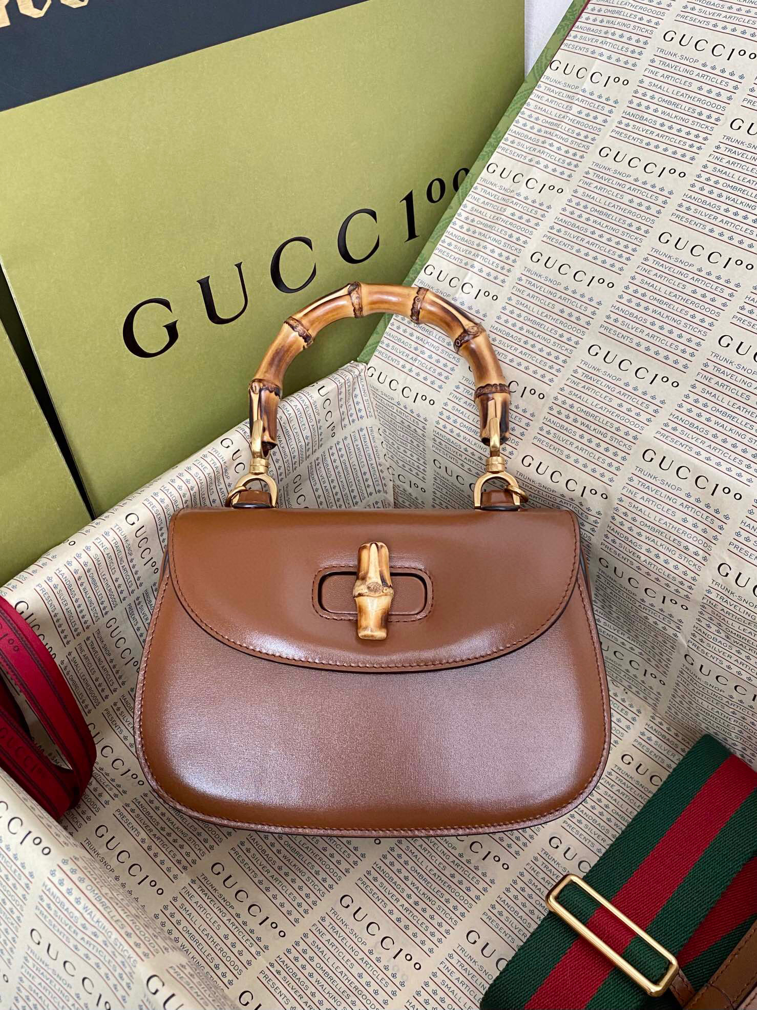 구찌 Gucci 675797 Bamboo Aria 뱀부 스몰 탑 핸들백 21cm