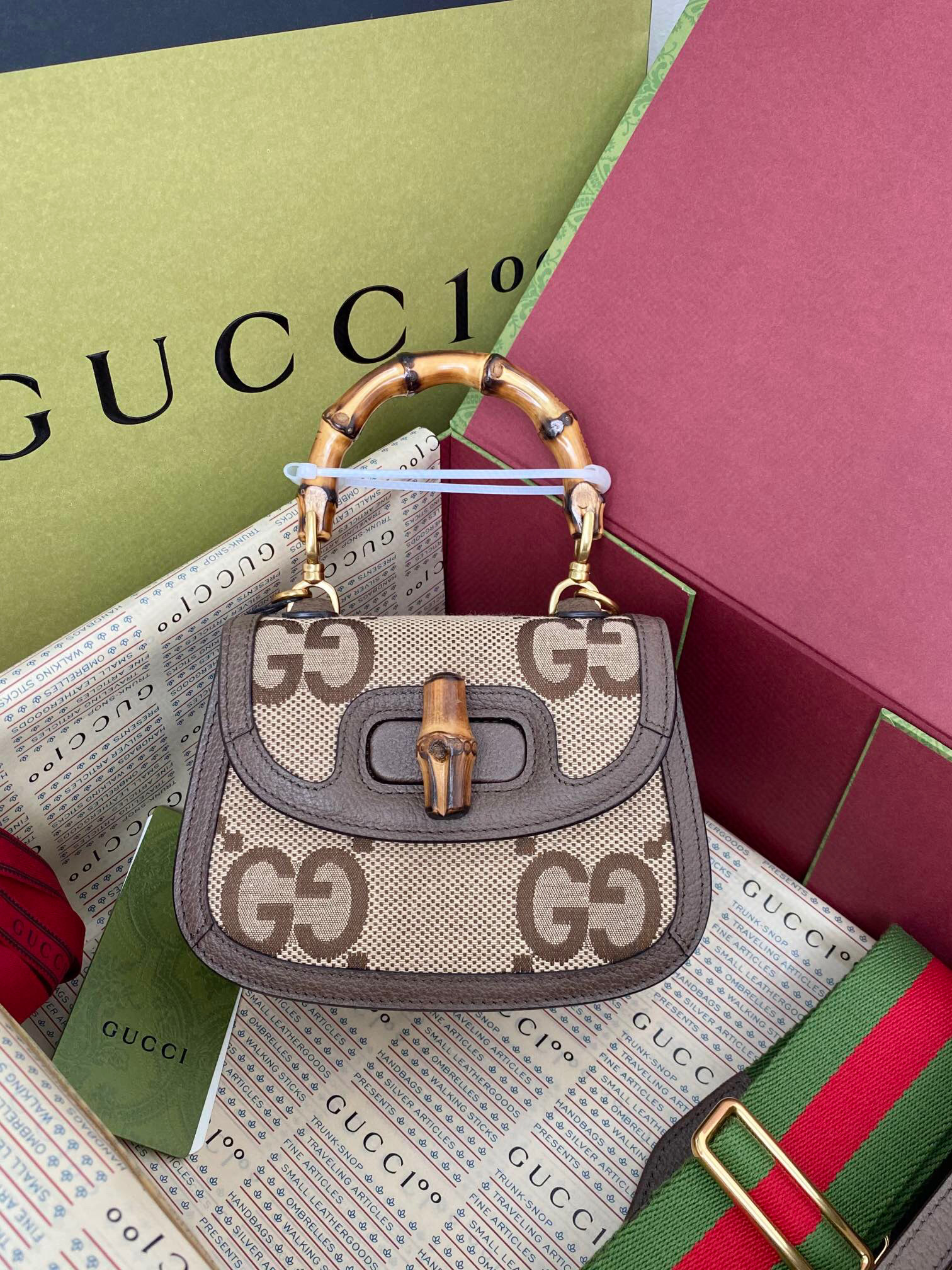 구찌 Gucci 686864 미니 점보 GG 뱀부 핸드백 17cm