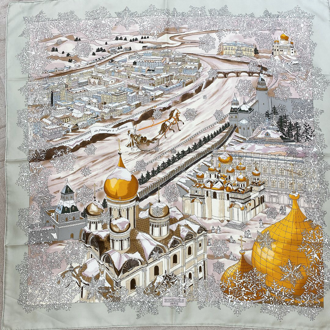 에르메스 Hermes 스카프 그레이 90cm