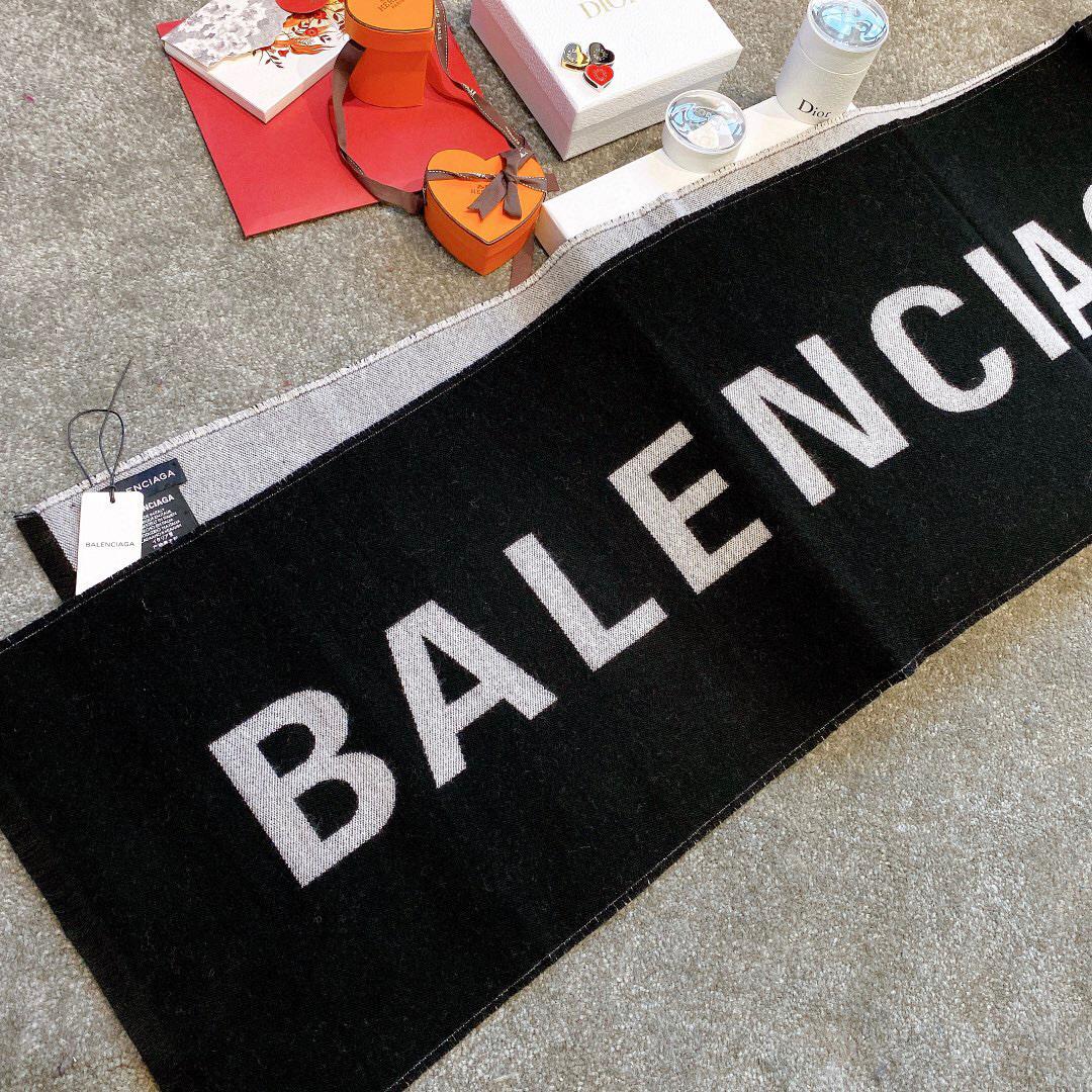 발렌시아가 BALENCIAGA 스카프 캐시미어 블랙