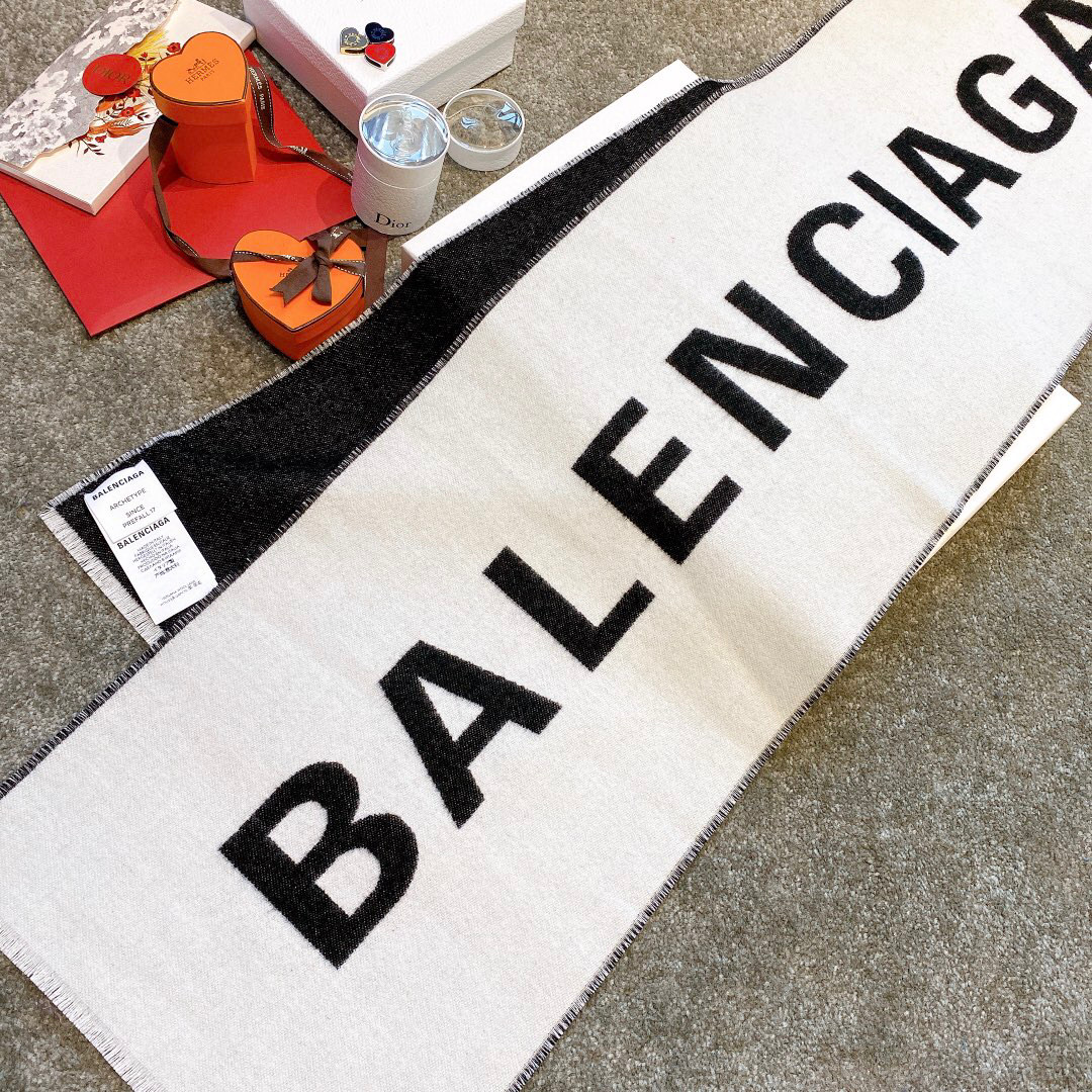 발렌시아가 BALENCIAGA 스카프 캐시미어 화이트