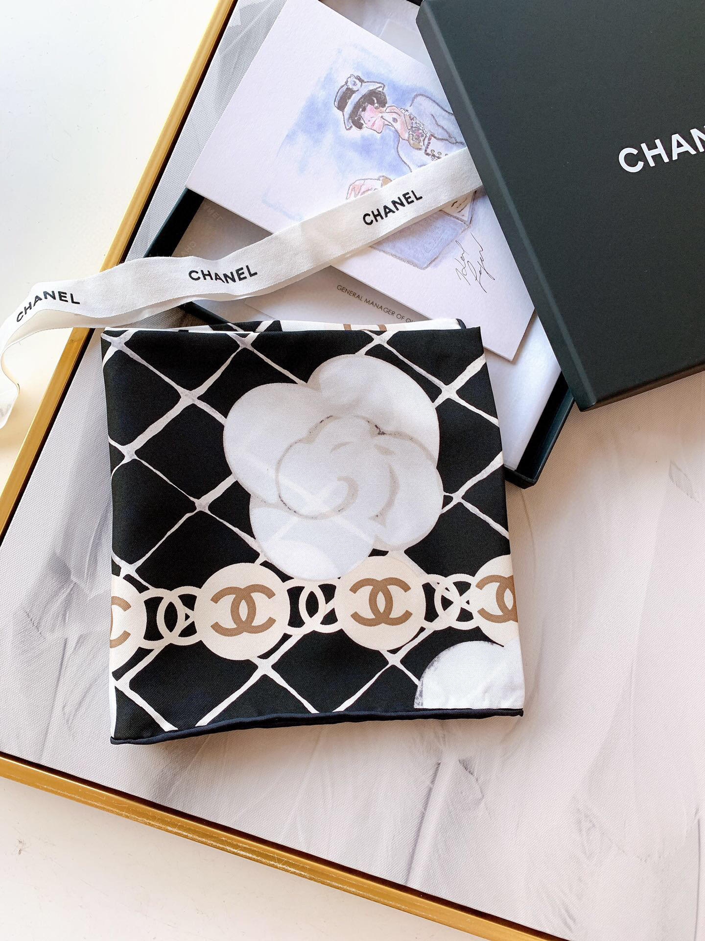 샤넬 CHANEL 스카프 블랙 90cm