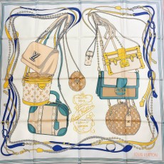 루이비통 LouisVuitton TREASURE DOUBLE FACE SQUARE 70 스카프 연그레이 90cm