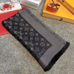 루이비통 LouisVuitton NONOGRAM SHINE 스카프 블랙 140cm