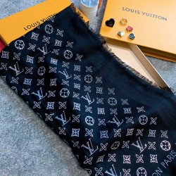 루이비통 Louis Vuitton MORE MONOGRAM 스카프 블랙 37809 120CM