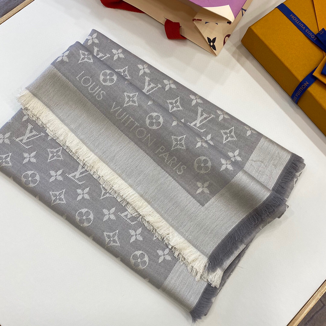 루이비통 LouisVuitton M70804 MONOGRAM DENIM SHAWL 스카프 그레이 140cm