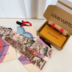 루이비통 LouisVuitton VOYAGE EXTRAORDINAIRE Twilly 실크 트윌리 커피