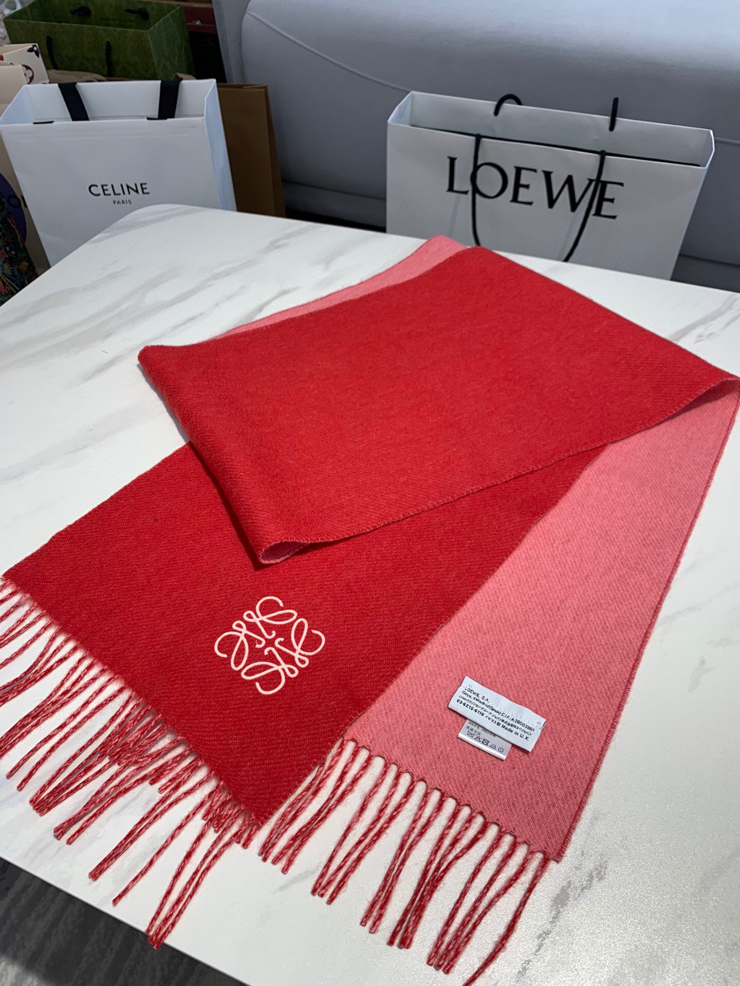 로에베 Loewe Window 스카프 캐시미어 레드