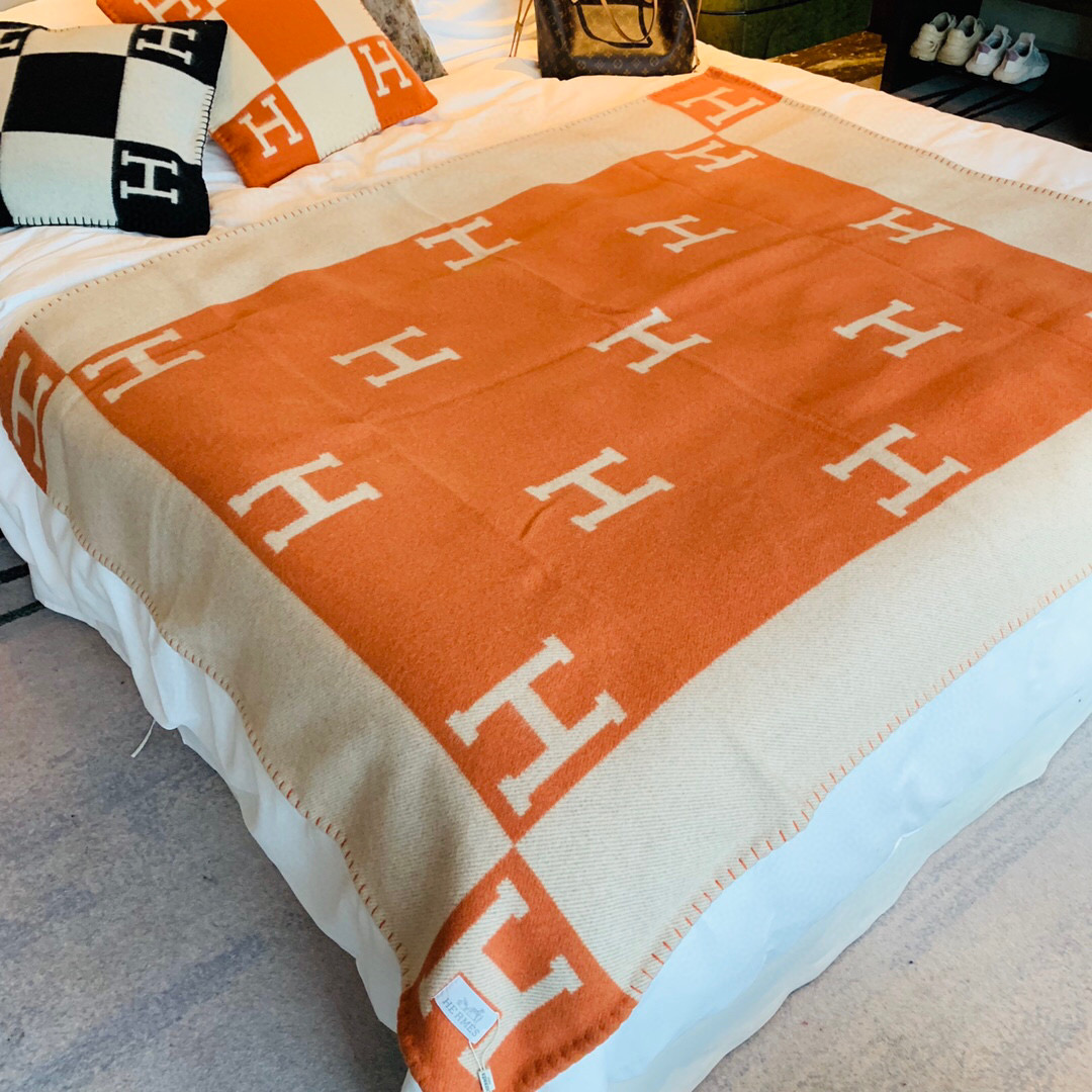 에르메스 Hermes Avalon 담요 오렌지