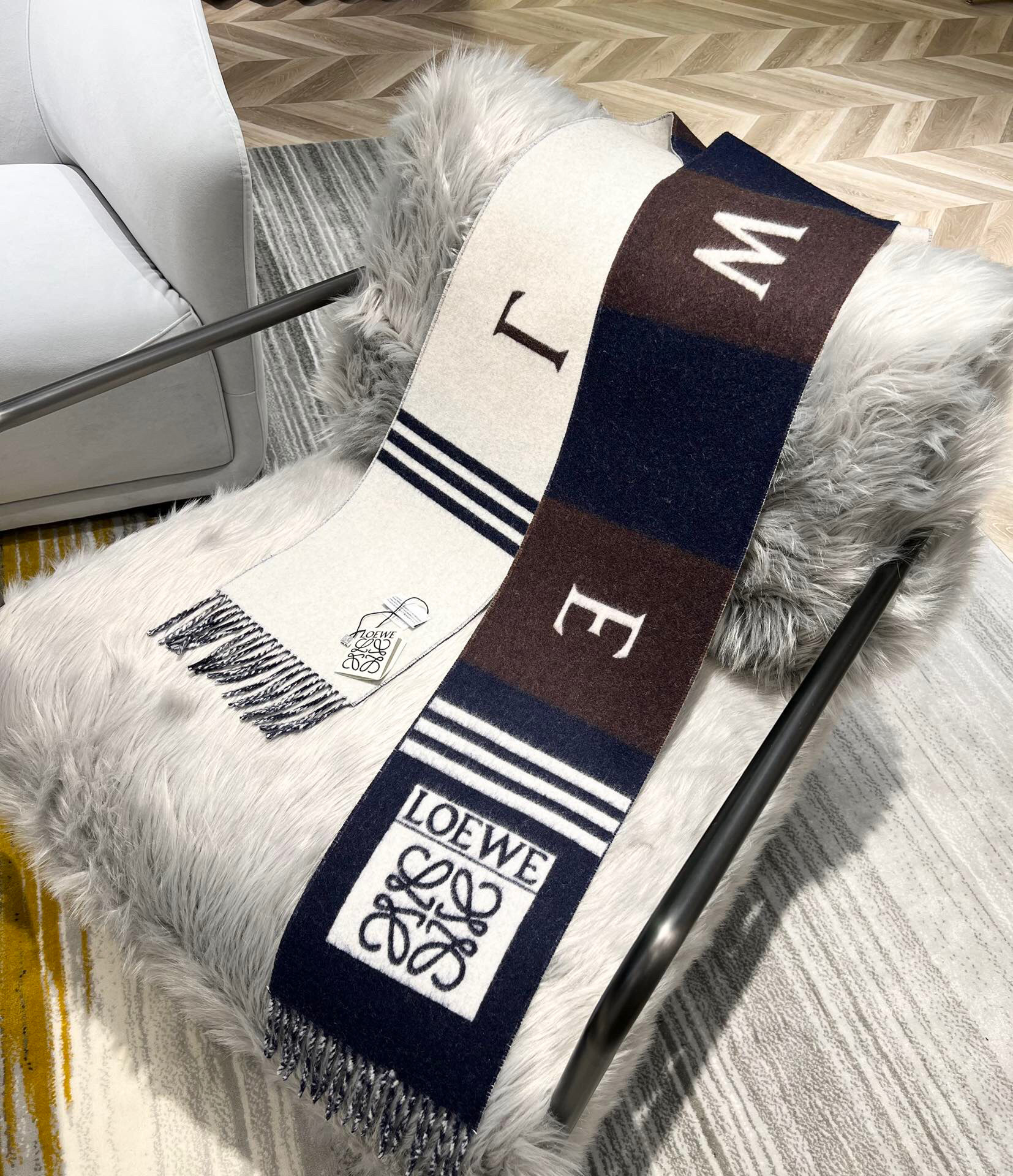 로에베 Loewe 스카프 캐시미어 블루