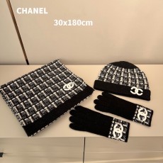 샤넬 CHANEL 캐시미어 목도리 3 피스 세트 블랙