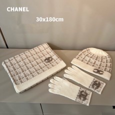 샤넬 CHANEL 캐시미어 목도리 3 피스 세트 미색