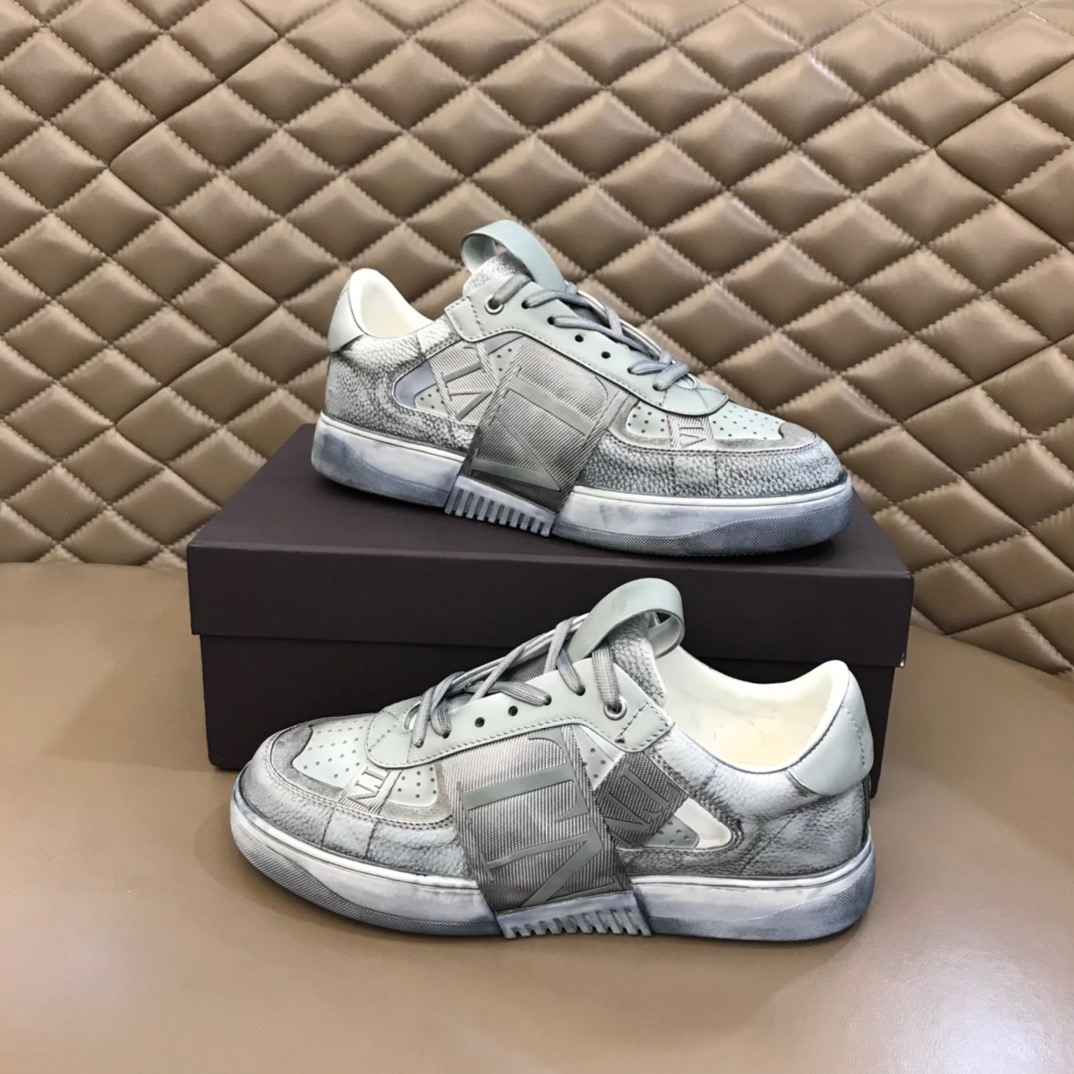 발렌티노 Valentino 송아지 가죽 & 패브릭 밴드 VL7N 로우탑 스니커즈