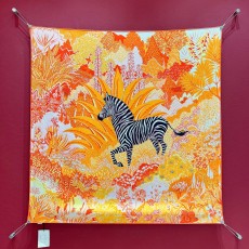 에르메스 Hermes MOUNTAIN ZEBRA SCARF 스카프 오렌지 90*90cm