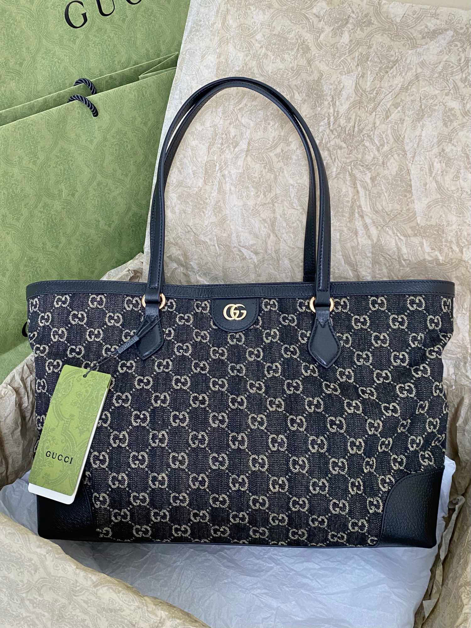 구찌 Gucci Ophidia 웹(Web) 미디엄 토트백 631685 블랙