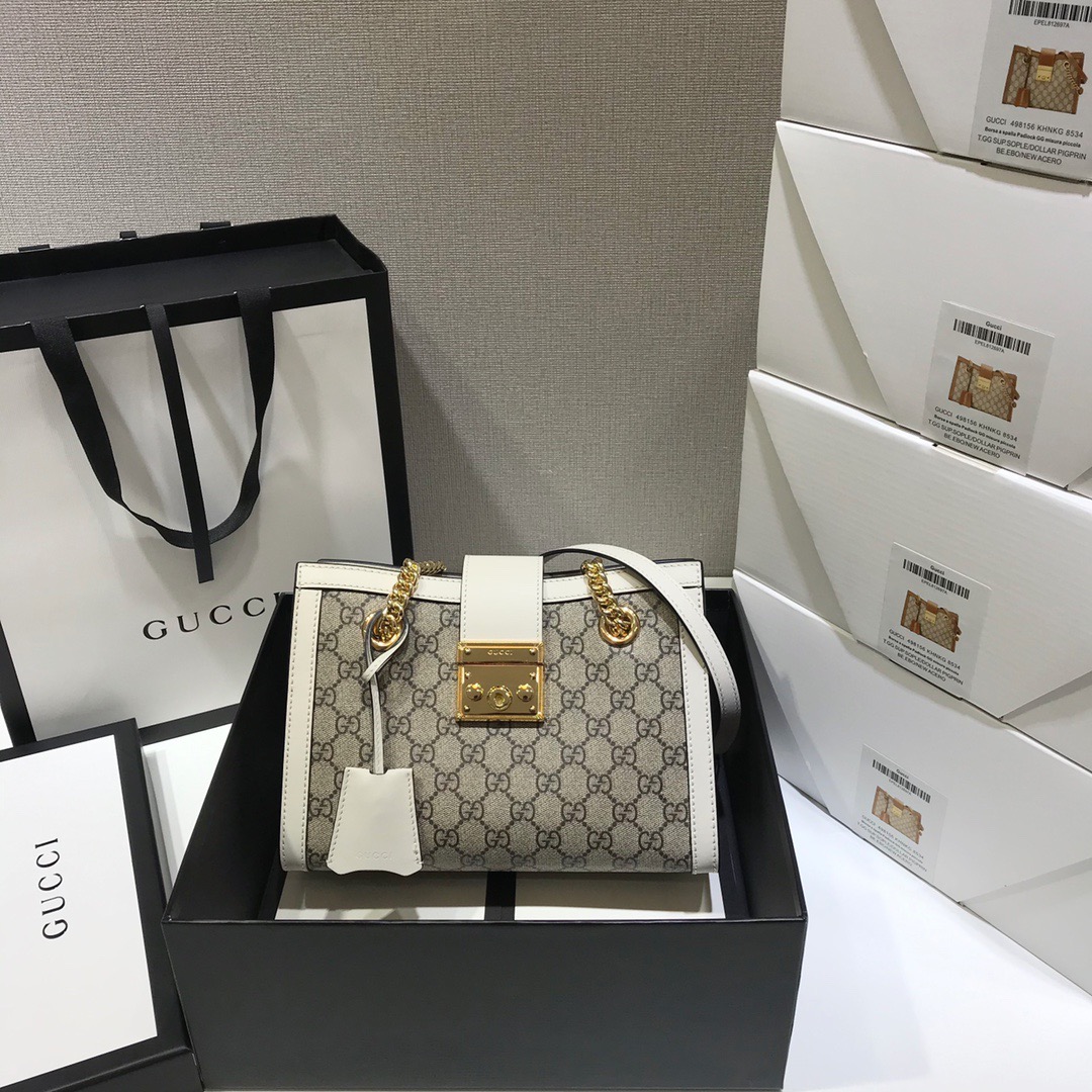 구찌 Gucci 498156 Padlock [패들락] GG 수프림 캔버스 숄더백 26CM