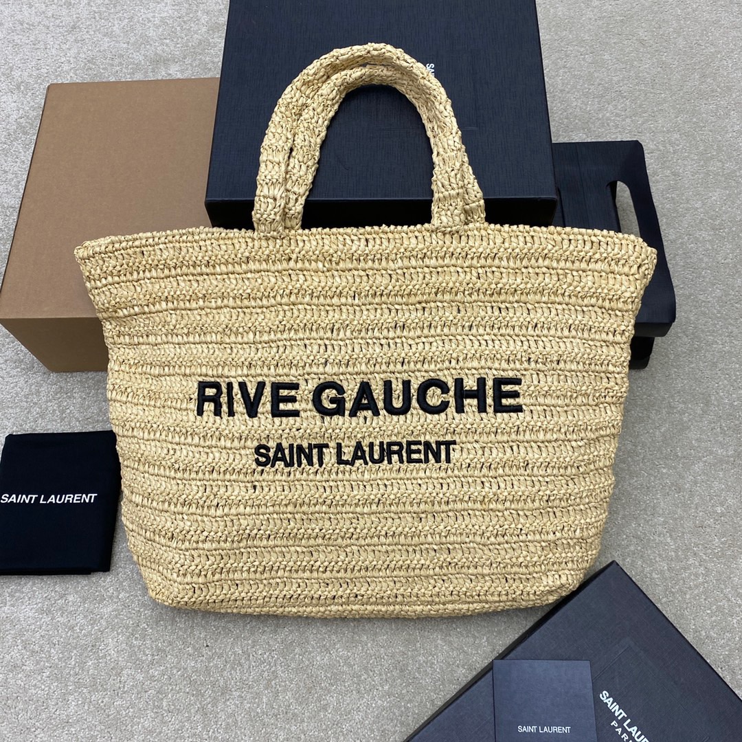 생로랑 Saint laurent/YSL 688864 라피아 크로쉐 리브 고쉬 서플 토트백 내츄럴 38CM