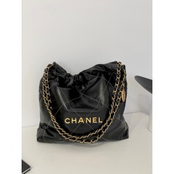 샤넬 CHANEL AS3260 22 스몰 핸드백 샤이니 카프스킨 & 골드 메탈 블랙 35CM