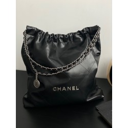 샤넬 CHANEL AS3262 22 라지 핸드백 샤이니 카프스킨 & 실버 메탈 47CM