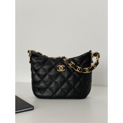 샤넬 CHANEL AS3562 22K Hobo 호보 핸드백 램스킨 & 골드 메탈 블랙 24CM