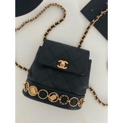 샤넬 CHANEL AS4275 23B 스몰 백팩 카프스킨 & 골드 메탈 블랙 18CM