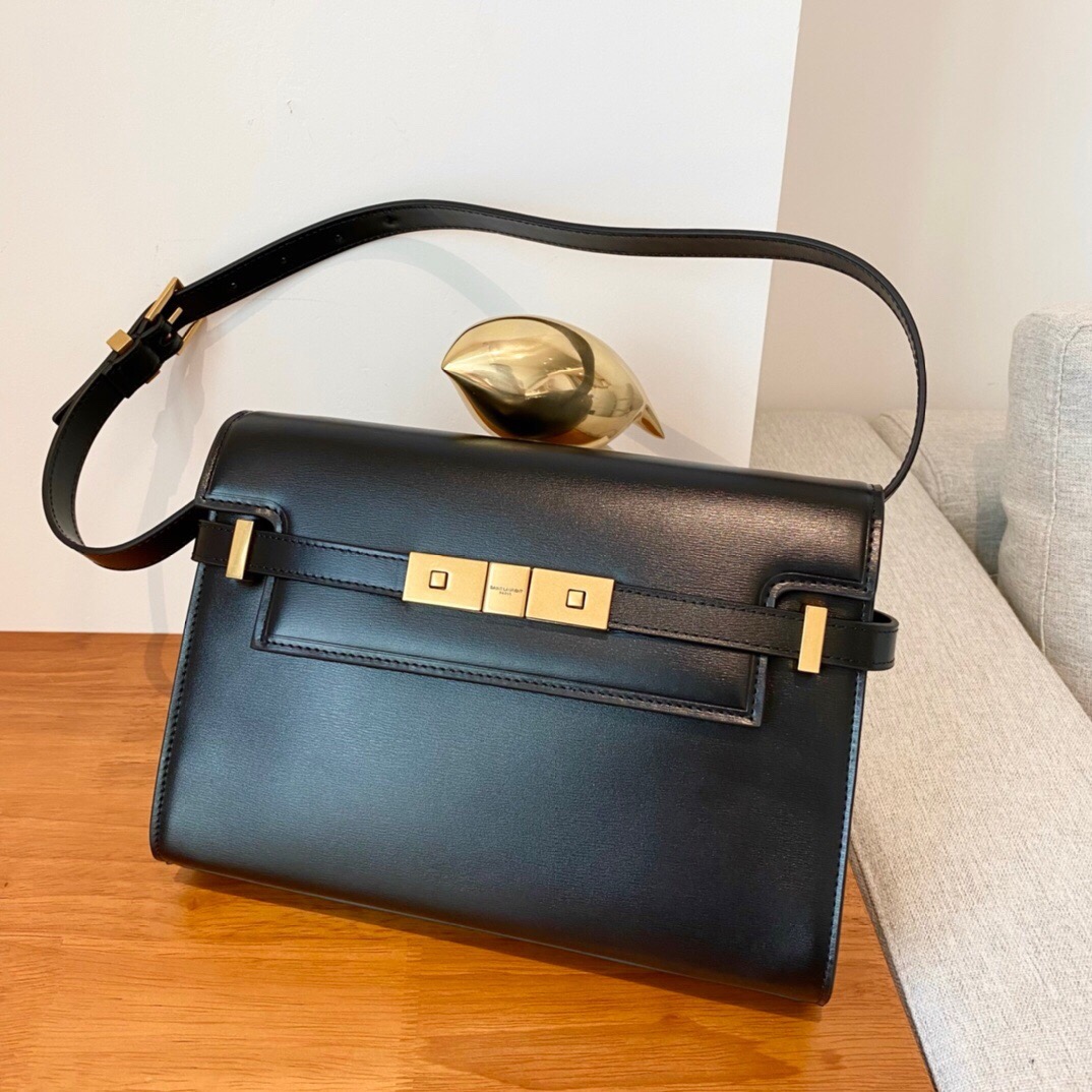 생로랑 Saint laurent/YSL 675626 맨하탄 스몰 숄더백 박스 생로랑 레더 블랙 24CM