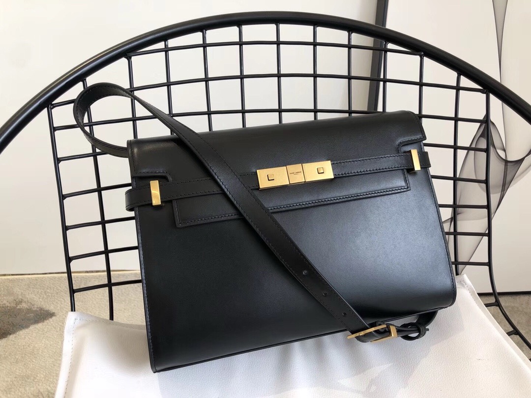 생로랑 Saint laurent/YSL 579271맨하탄 미디움 박스 생로랑 레더 숄더백 블랙 29CM