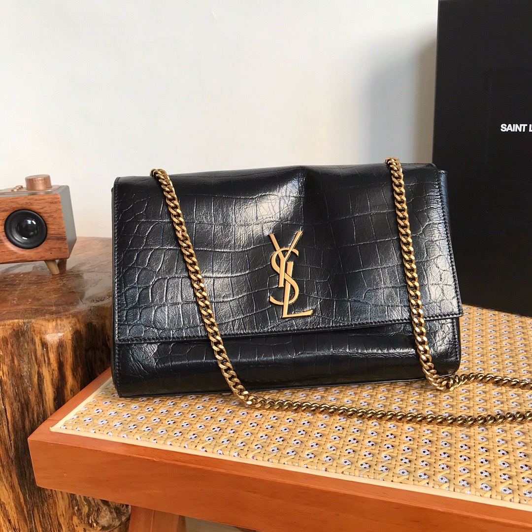 생로랑 Saint laurent/YSL 553804 케이트 미디움 리버시블 체인 백 스웨이드 앤 크로커다일 엠보스 레더 밀리터리 토프 28CM