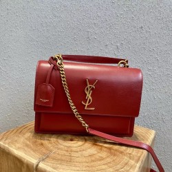 생로랑 Saint laurent/YSL 634723 선셋 미디움 탑 핸들 스무스 레더 느와르 25CM