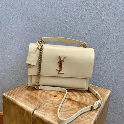 생로랑 Saint laurent/YSL 634723 선셋 미디움 탑 핸들 스무스 레더 느와르 25CM