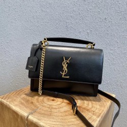 생로랑 Saint laurent/YSL 634723 선셋 미디움 탑 핸들 스무스 레더 느와르 25CM