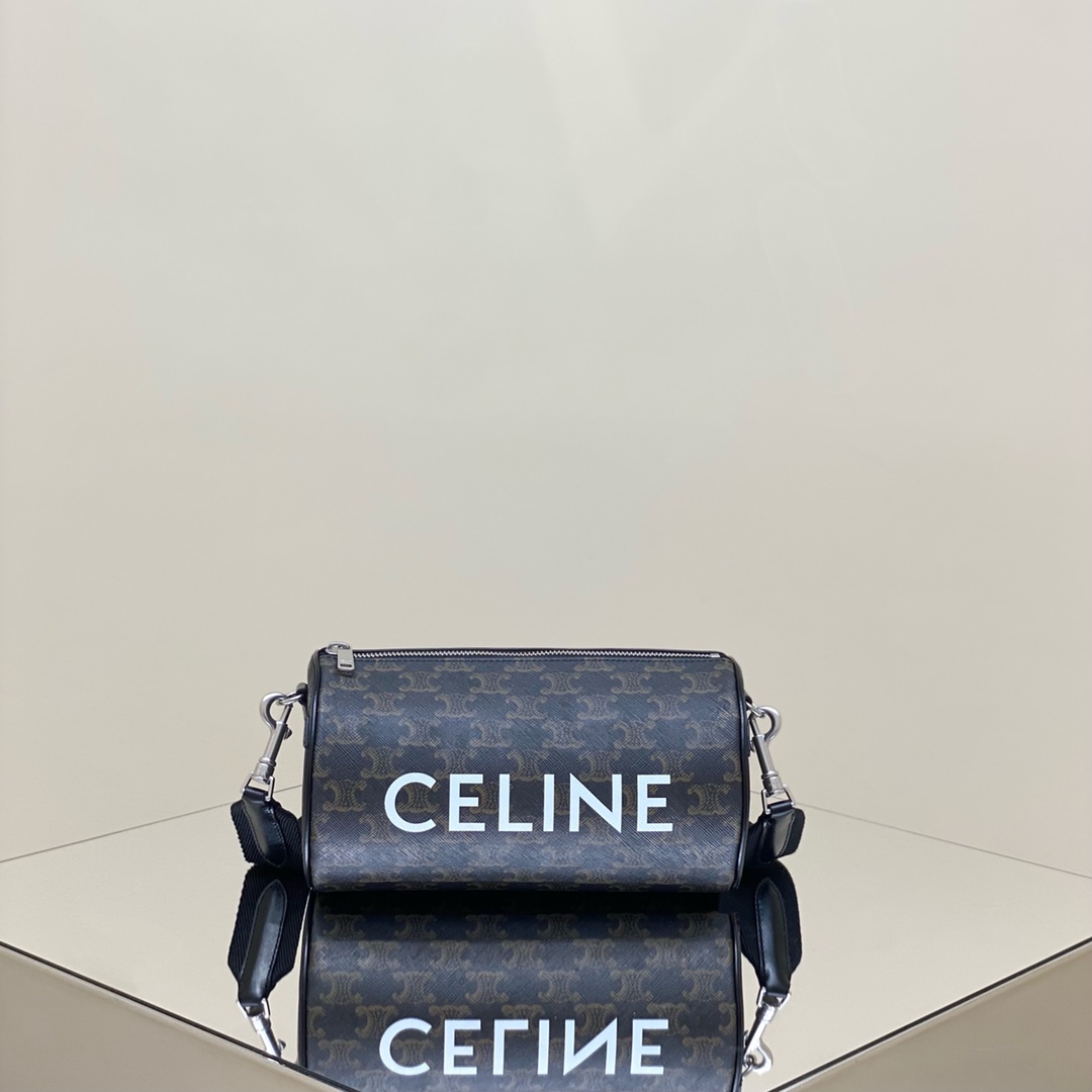 셀린느 Celine 110052 Triomphe 트리옹프 캔버스 XL 셀린느 프린트 실린더 백 블랙 22CM
