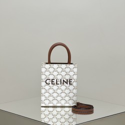 셀린느 Celine 194372 Triomphe Canvas Cabas 트리옹프 캔버스 & 셀린느 프린트 카프스킨 미니 버티컬 카바스 17CM