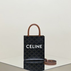 셀린느 Celine 194372 Triomphe Canvas Cabas 트리옹프 캔버스 & 셀린느 프린트 카프스킨 미니 버티컬 카바스 17CM