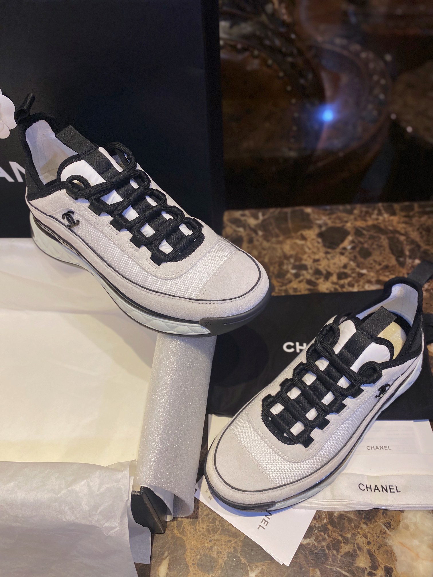 샤넬 Chanel Mixed Fibers 믹스드 파이버 스니커즈 G39070 White Light Grey
