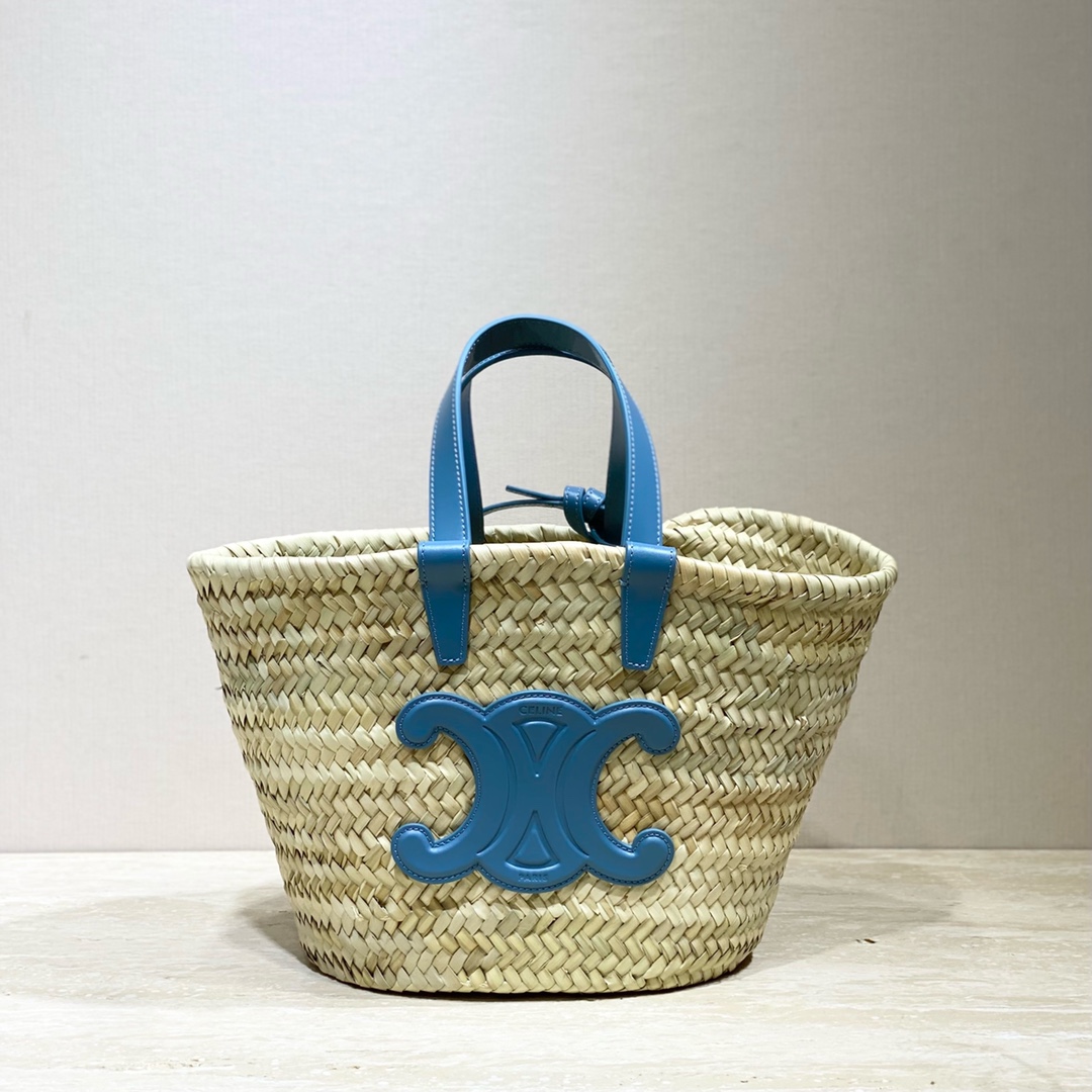 셀린느 Celine 194002 Classic 라피아 & 카프스킨 틴 트리옹프 셀린느 클래식 파니에 19CM