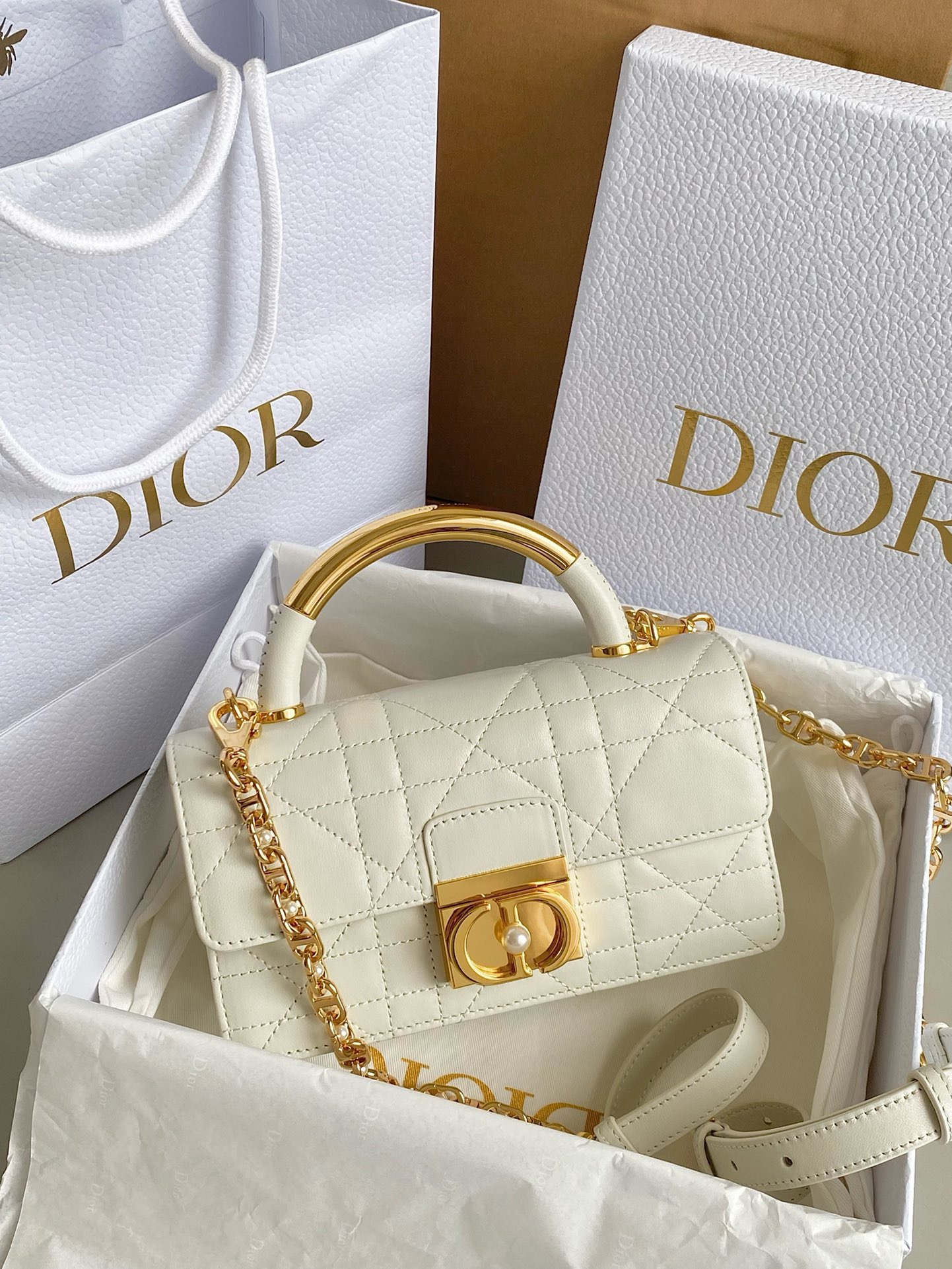 디올 Dior 6550 Ange bag 탑 핸들백 20CM