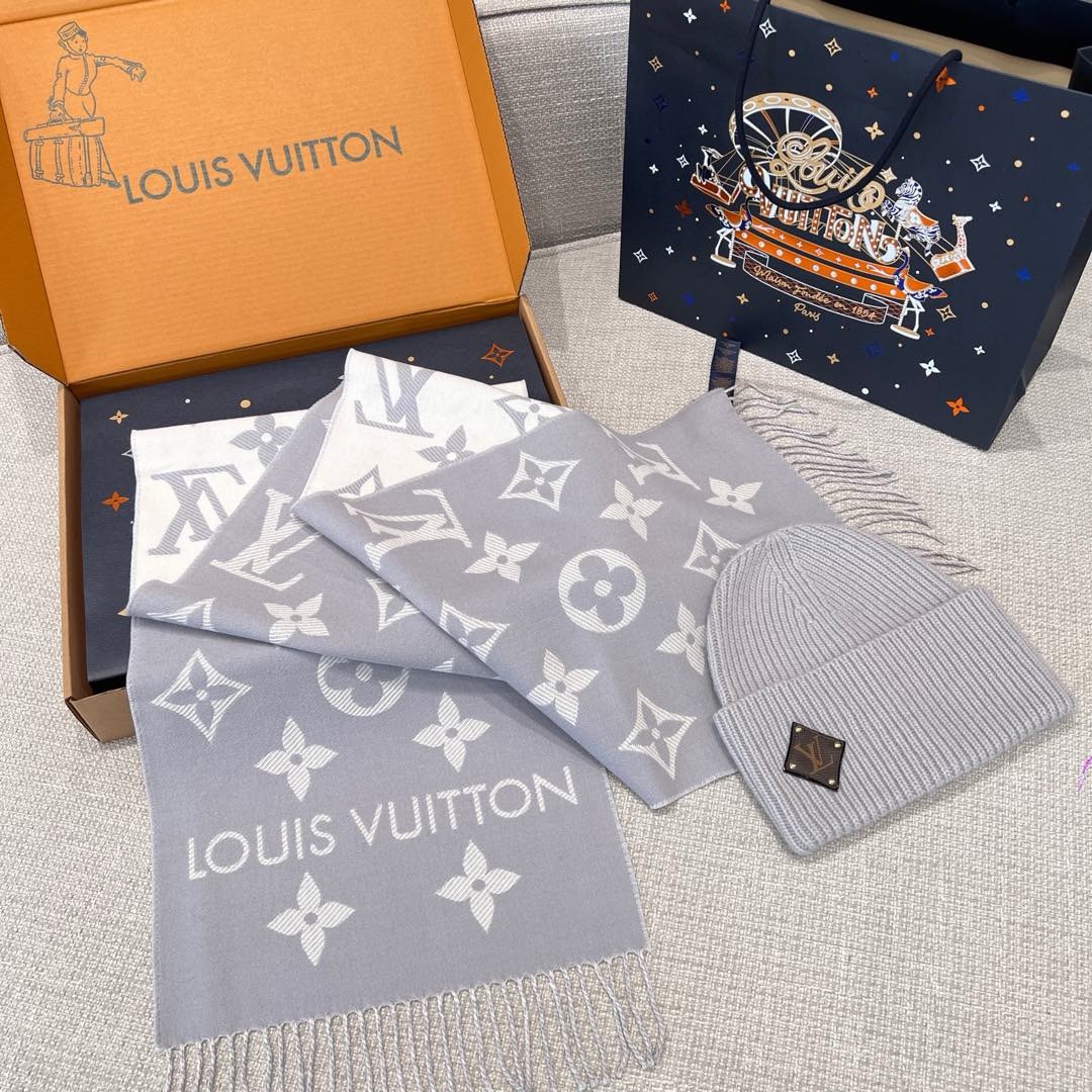 루이비통 Louis Vuitton M77727 Essential Scarf S00 Gris Clair 스카프 186×34CM