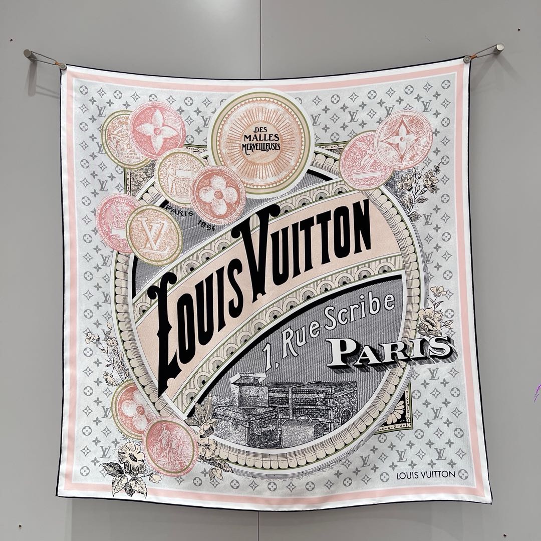 루이비통 Louis Vuitton M92978 Malles Merveilleuses Square 90 S00 Light Gray 스커프 90×90CM