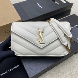 생로랑 Saint laurent/YSL 801437 Loulou Small in Matelasse Lambskin White